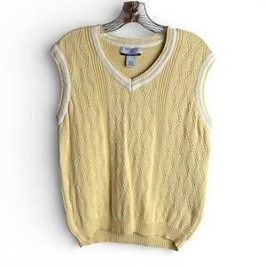 Vintage Butter Yellow Cable Knit Tennis Sweater Vest
